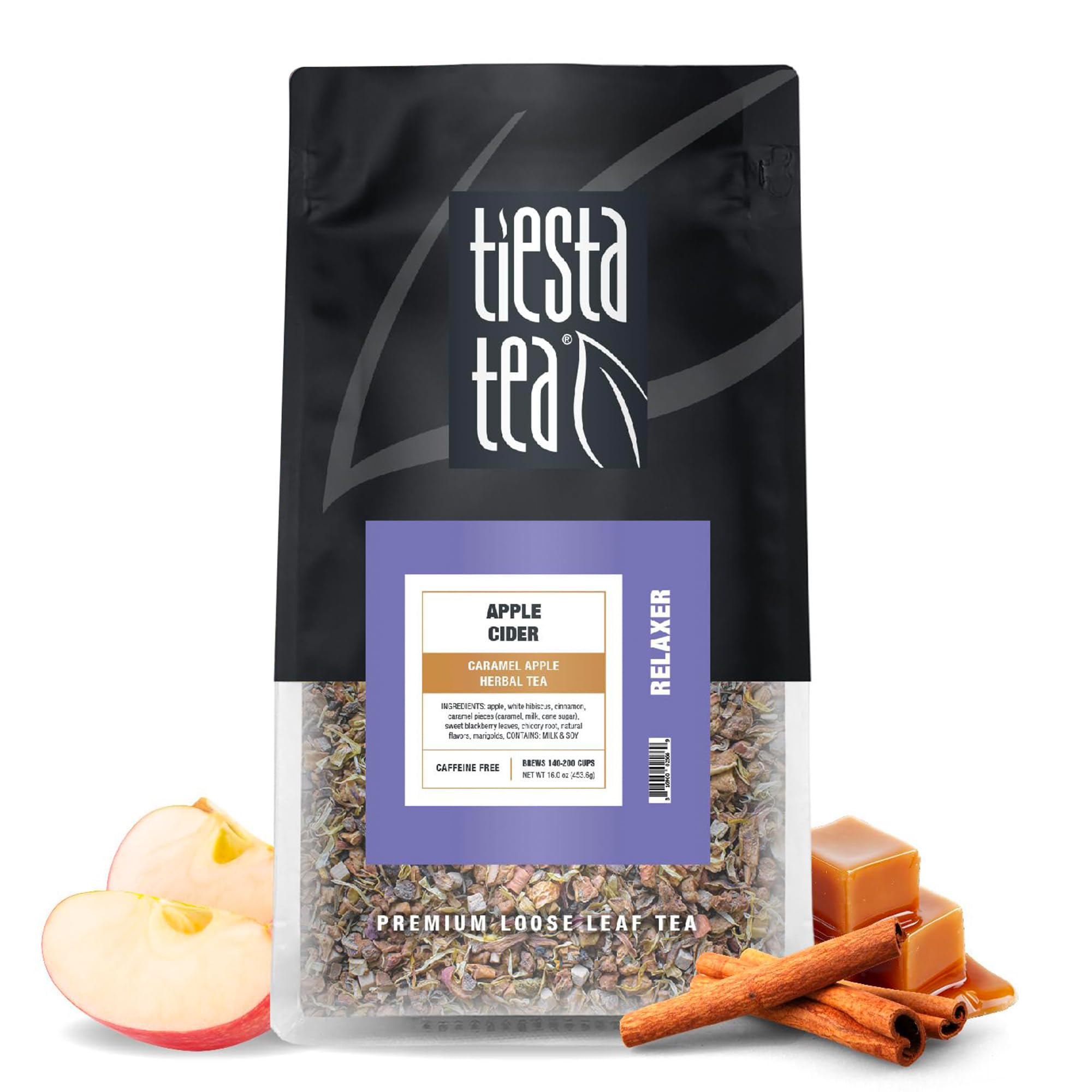 Tiesta Tea - Apple Cider, Loose Leaf, Caramel Apple Herbal Tea, Non-Caffeinated Herbal Blend, Make Hot or Iced, Brews Up to 140-200 Cups, 16 oz Resealable Bulk Pouch Image