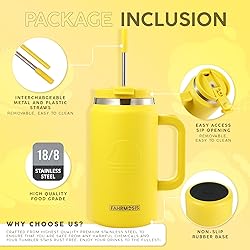 FAHRMOSIS 50 Oz Tumbler with Handle and Straw Large