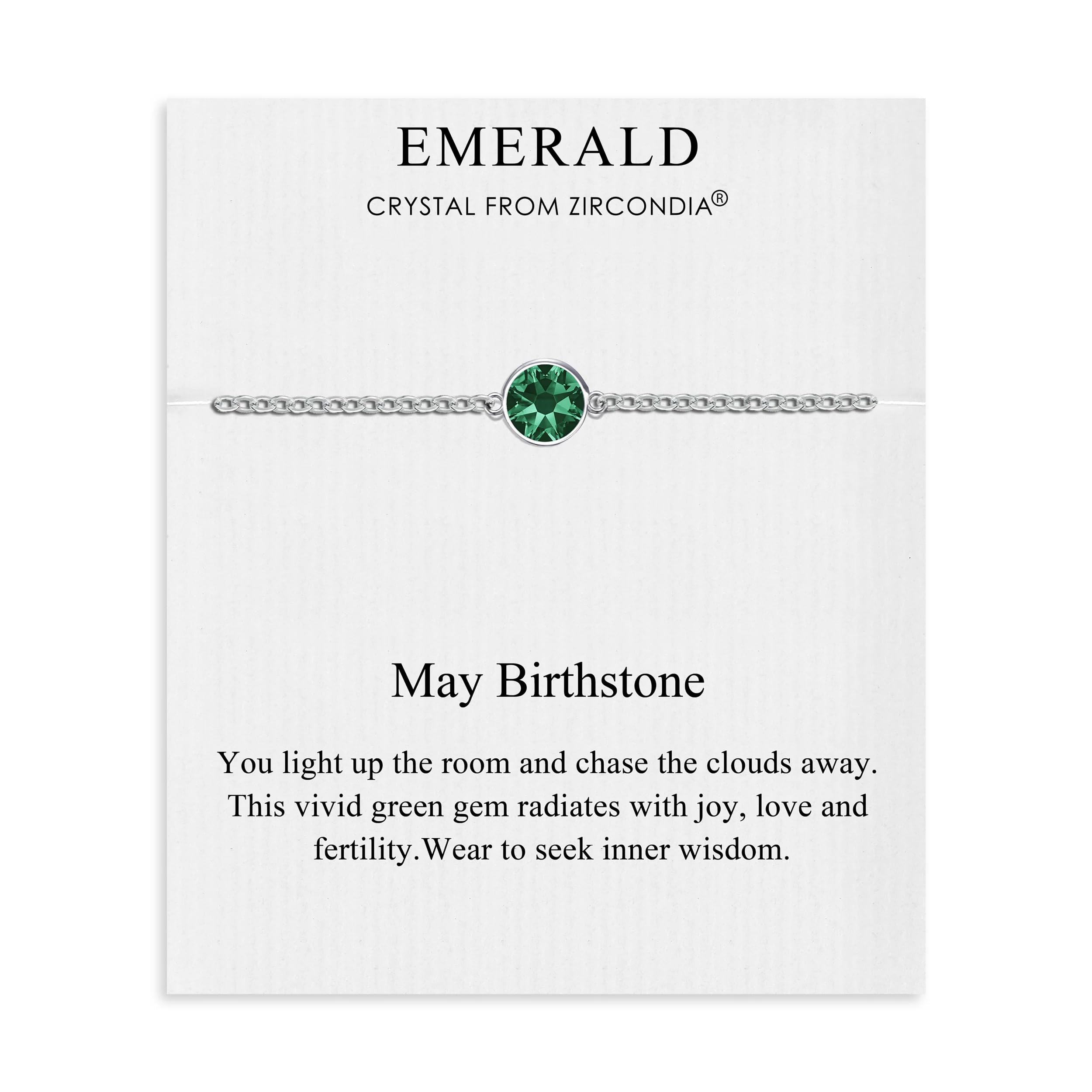 Philip Jones May (Emerald) Birthstone Anklet Created with Zircondia® Crystals