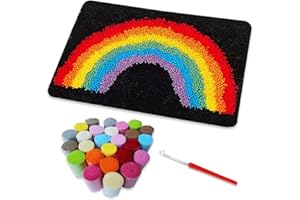 Gift2u Latch Hook Rug Kits DIY Crochet Yarn Rugs, 20x15in Rainbow Colorful Printed Latch Hook Rug Kits, Needlework Arts Crafts Sewing Latch Hook Kits for Beginners as Home Decoration