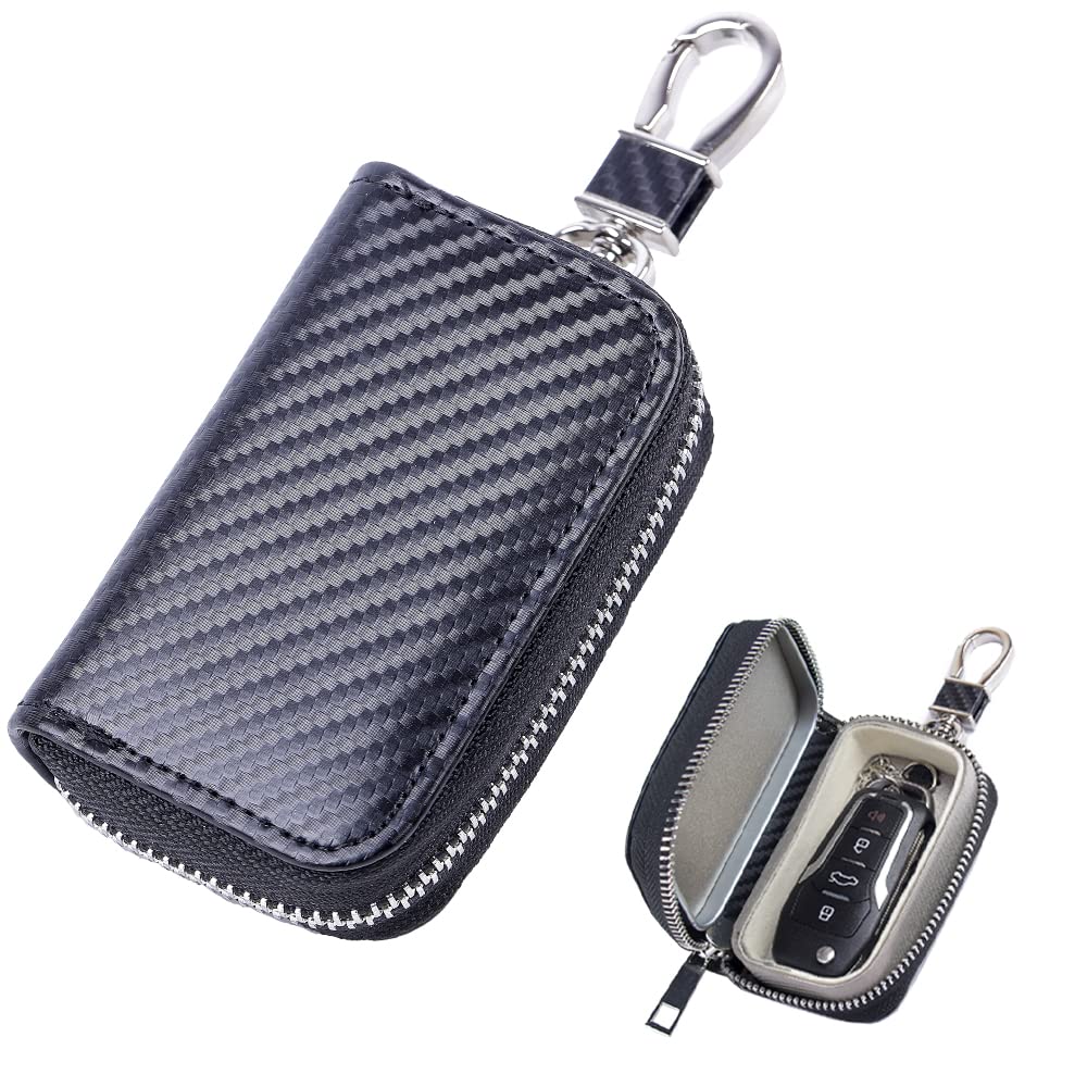 ZCOINS Faraday Pouch for Car Keys, Key Fob Signal Blocker Bag, Waterproof RFID Key Protection Pouch with Hook, Keyless Remote Entry Anti-Theft Case, Car Gift for Men