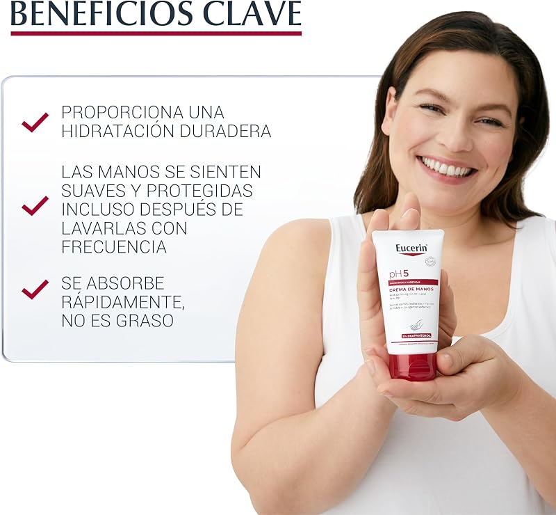Creme de Mãos pH5 (75 ml), creme reparador hidratante para mãos secas e rachadas, hidratação duradoura de absorção rápida, com Dexpantenol, para pele seca e sensível
