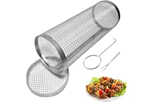 ZOYDP BBQ Grill Basket, BBQ Net Tube, Barbecue Grill Basket, BBQ Grill Basket, Stainless Steel Wire Mesh Cylinder Grill Baske