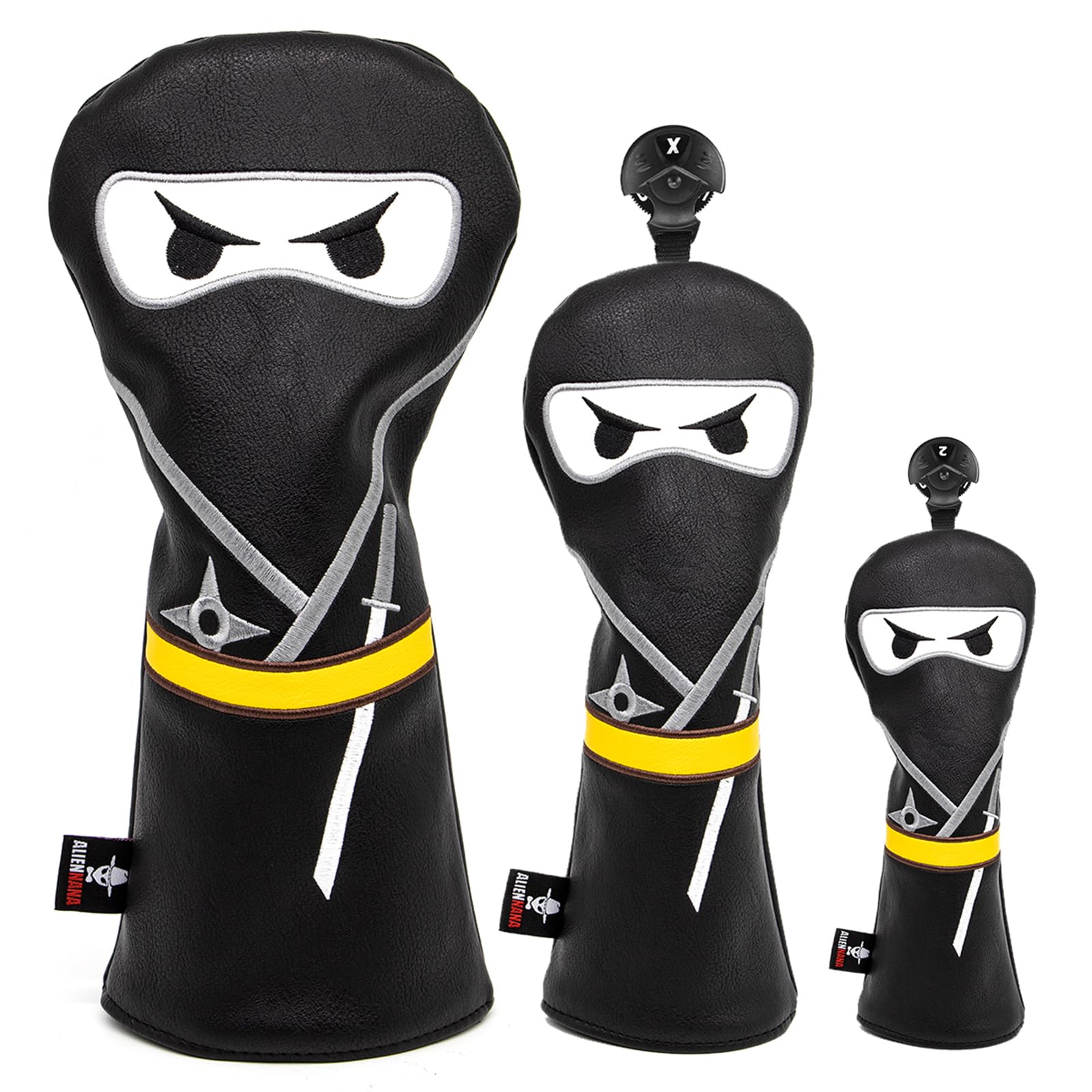 Ninja 3 Wood Headcover - Premium Leather Driver & Fairway Wood Cover with Magnetic Closure