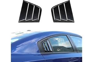 JWWY for Charge Rear Window Blinds Shades Louvers Shutters Cover Trim Fit for 2015-2024 Dodge Charger Exterior Accessories 2pcs Black