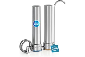 Frizzlife DS99 Countertop Water Filter System, NSF 42&372 Certified 8-Stage Stainless Steel Water Filter for Sink Faucet, 0.5