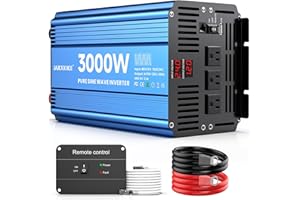 JARXIOKE 3000 Watt Pure Sine Wave Power Inverter 24V DC to 110V 120V Converter for Home, RV and Off-Grid Solar Systems with 3 AC Outlets, Dual USB Ports, LCD Display and Remote Control