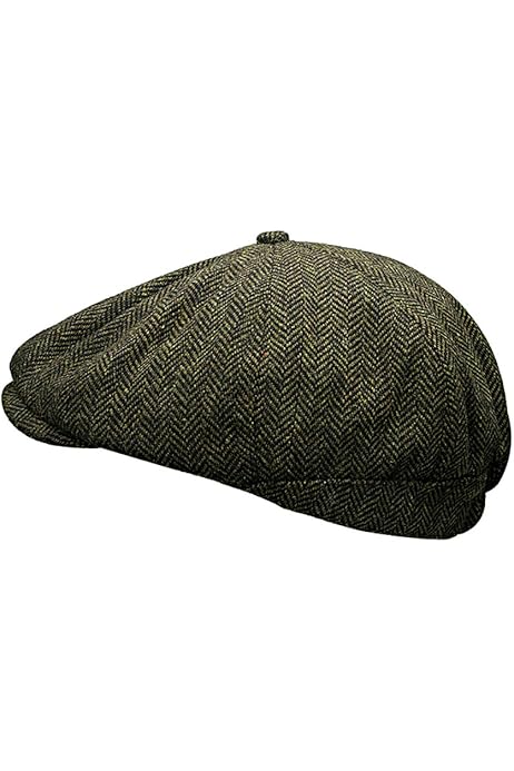 Heritage Traditions Mens Wool Tweed Panel Peak Newsboy Cap Hat