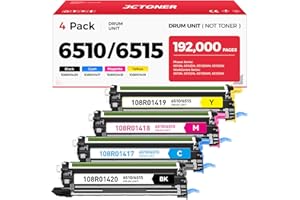 JCTONER Phaser 6510 WorkCentre 6515 Drum Unit Replacement for Xerox 108R01420 108R01417 108R01418 108R01419 Imaging Unit Compatible for Xerox 6510N 6510DN 6510DNM 6510DNI 6515N 6515DN 6515DNM 6515DNI Printer