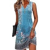 ETCYY Sundresses for Women 2026 Vacation Swim Cover up Beach Dresses Button Down Sleeveless Boho Floral V-Neck Summer Dress