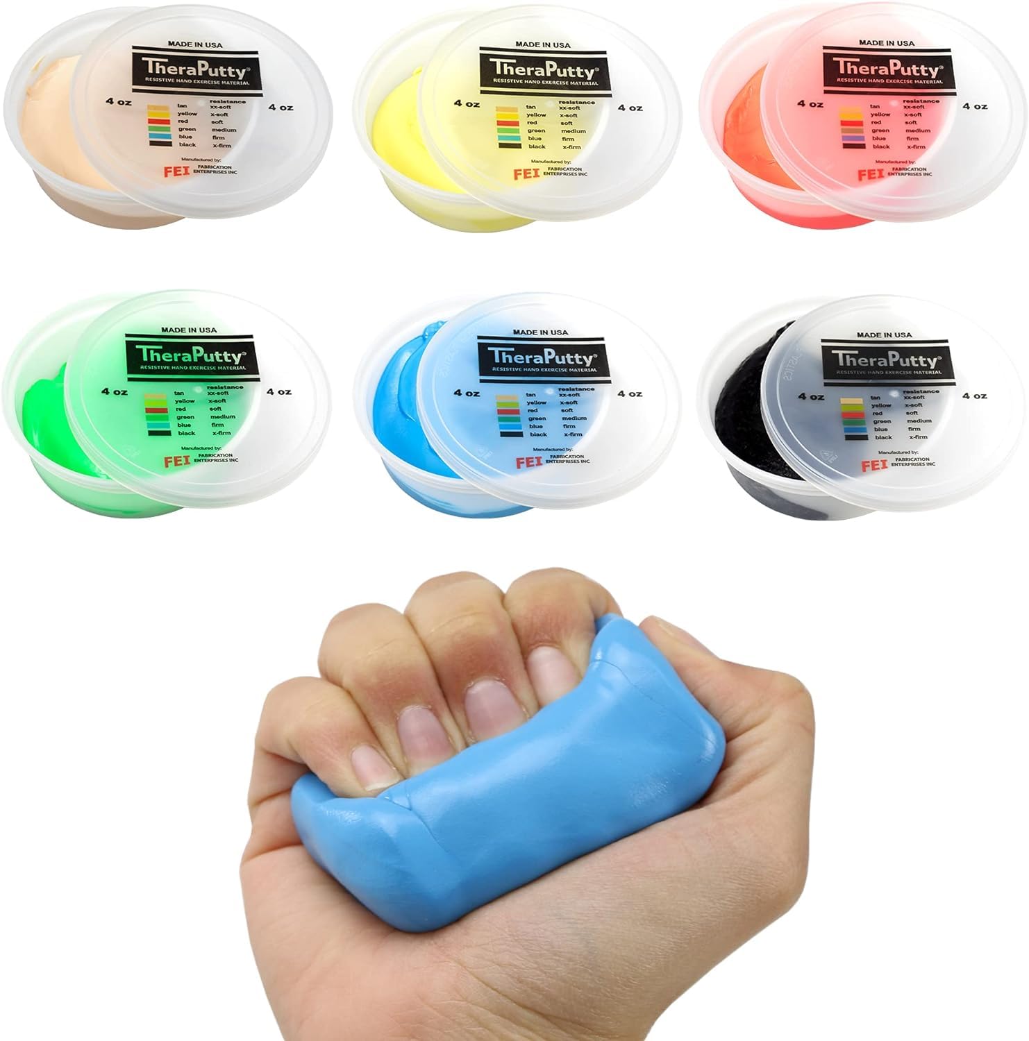 CanDo Theraputty - Therapy Plasticine - 170 g - 6-piece set