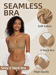 BOUFOR Women's V Neck Bra Wireless Push Up Bralette