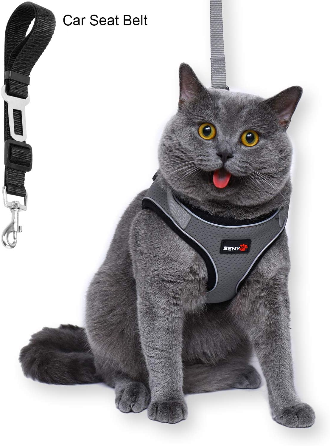 Cat Harness and Leash Escape Proof Cat and Dog Harness Adjustable Soft Mesh Vest Harness for Walking with Reflective Strap for Pet Kitten Puppy Rabbit