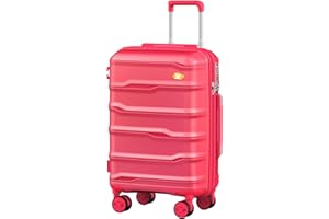 MGOB Carry On Luggage 22x14x9 Airline Approved, Hard Shell Suitcase with Spinner Wheels, PP Lightweight Luggages with TSA Lock, Carry-On Suitcases 20 Inch, Red