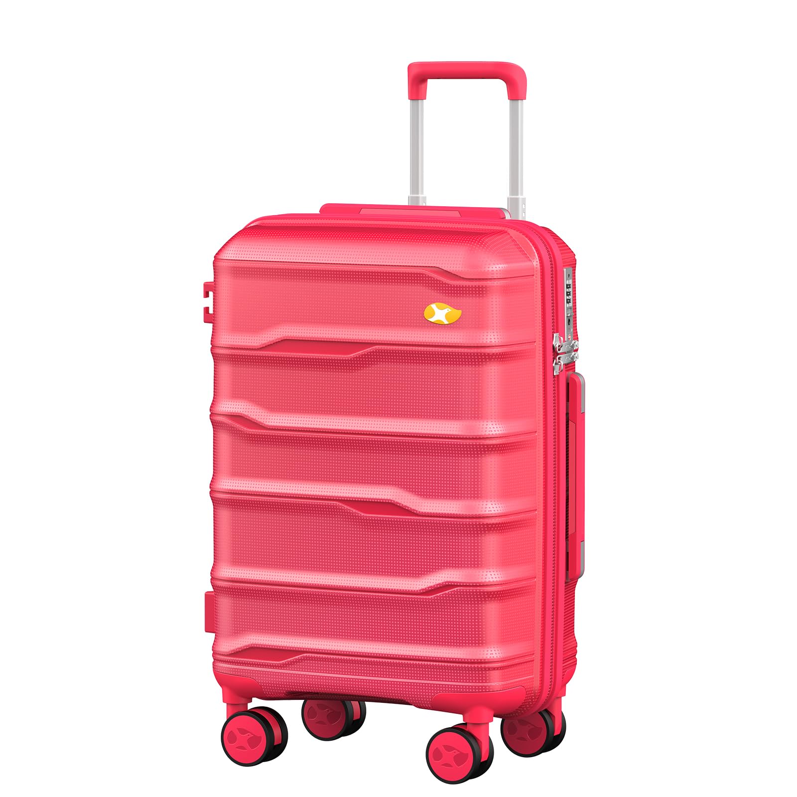 MGOB Carry On Luggage 22x14x9 Airline Approved, Hard Shell Suitcase with Spinner Wheels, PP Lightweight Luggages with TSA Lock, Carry-On Suitcases 20 Inch, Red