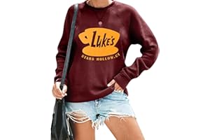 DUTUT Luke's Diner Sweatshirt Women Thin Lightweight Shirt Funny Graphic Long Sleeve Stars Hollow Pullover Coffee Tops