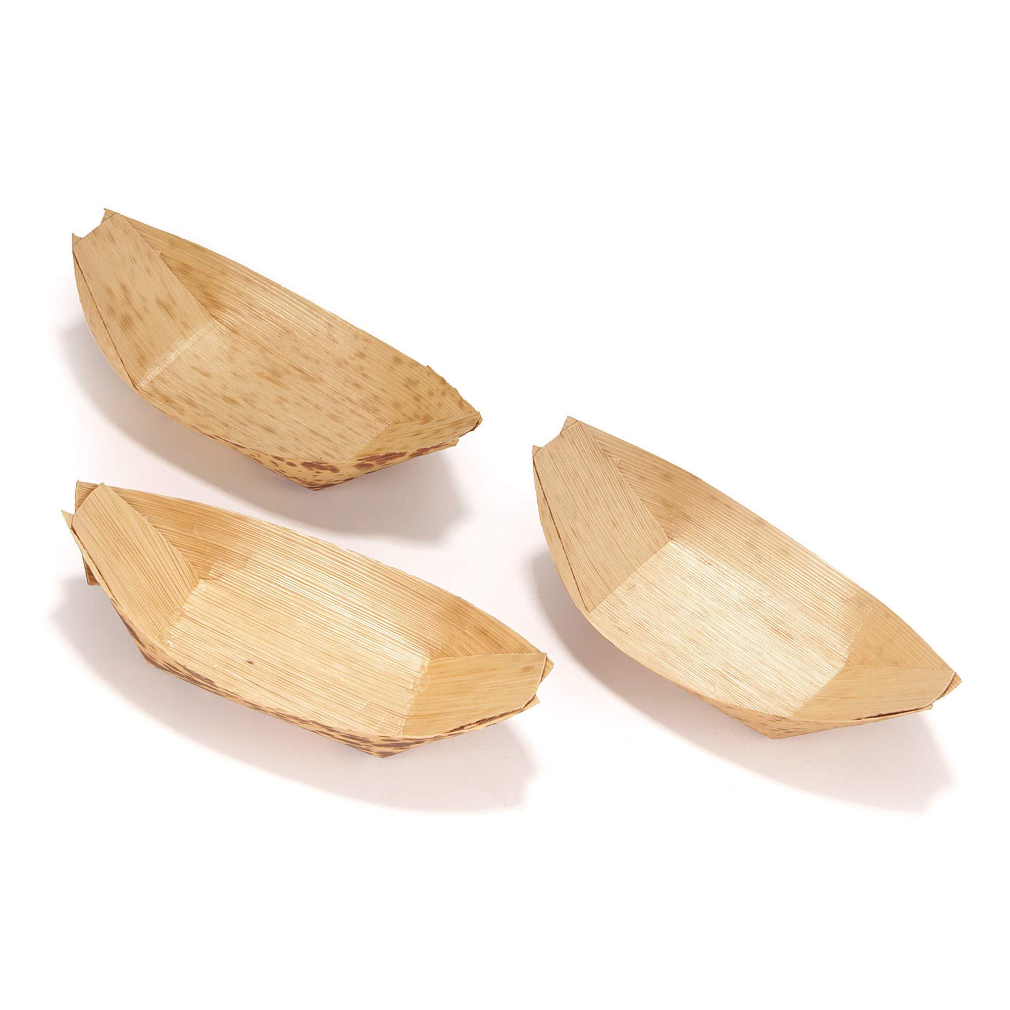 BambooMN 4.7" x 2" (12cm x 5cm) Premium Bamboo Leaf Boat, All Natural and Disposable Compstable for Catering and Home Use, 300 Pieces