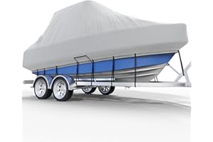 AIROW Center Console Boat Cover 16-18ft, Trailerable T-Top/Hard-Top Boat Cover, Marine Grade Oxford Waterproof Boat Covers