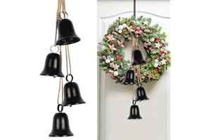 styleonme Styleonme Decorative Bells, Christmas Bells, Metal Indoor and Outdoor Blessing Bells, 4-Piece Set of Harmonious Bells, Vintage Handmade and Rustic Lucky Christmas Bells Hanging on a Rope