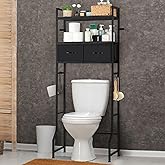 YBING Black Over The Toilet Storage Cabinet, Over Toilet Bathroom Organizer Freestanding, Above Toilet Storage Cabinet, Over Toilet Storage Shelf with Drawers