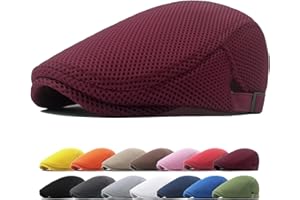 meioro Men's Mesh Flat Cap Breathable Summer Newsboy Hat