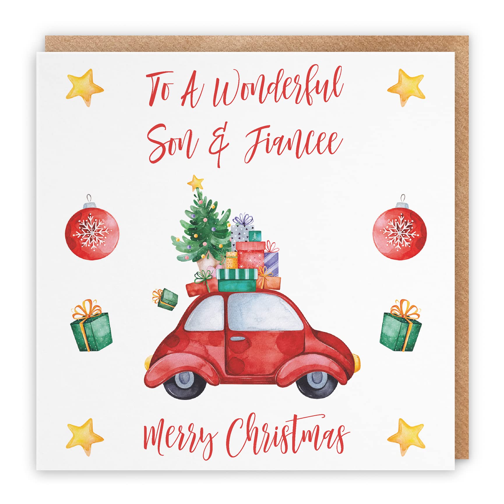 Hunts England - Son And Fiancee Christmas Card - To A Wonderful Son & Fiancee - Merry Christmas - Christmas Holiday Collection