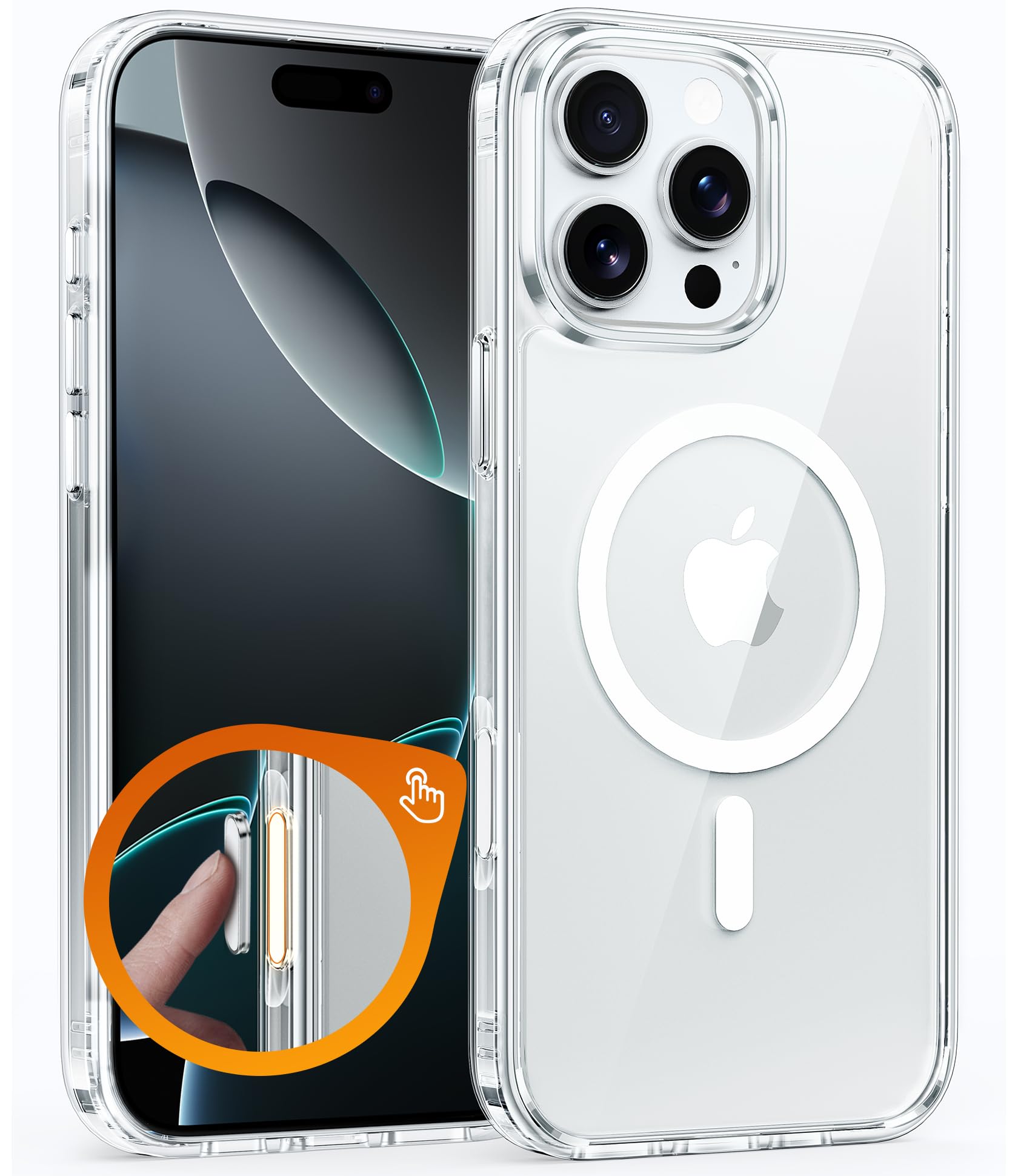 FNTCASE for iPhone 16 Pro Case: Support Camera Control Capture Magnetic Military Grade Drop Protection Anti Yellowing Cell Phone Cover - Rugged Shockproof Transparent Cases(Clear - Camera Control)