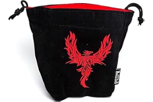 EASY ROLLER DICE CO. Reversible Large Microfiber Dice Bag – Self Standing and Holds over 250 Polyhedral Dice with Drawstring Tie – Multiple Designs Available (Phoenix)