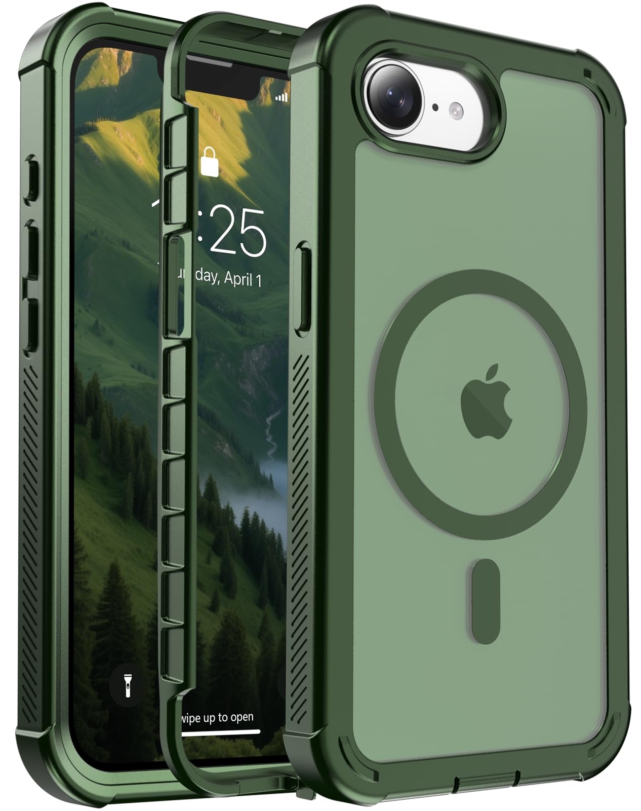 jaroco Magnetic for iPhone 16e Case, [Compatible with MagSafe][Military Grade Drop Protection][Heavy Duty Protection][Non-Slip][Shockproof] 2-Layer Durable Bumper Phone Case 6.1''-Army Green