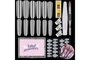 BOMOQING Dual Nail Forms System with 24 PCS Long Coffin Forms for Gel Nail Art Design Salon&DIY