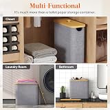 Lifewit Bamboo Toilet Roll Storage Basket Holder Stand 23L Grey view 8