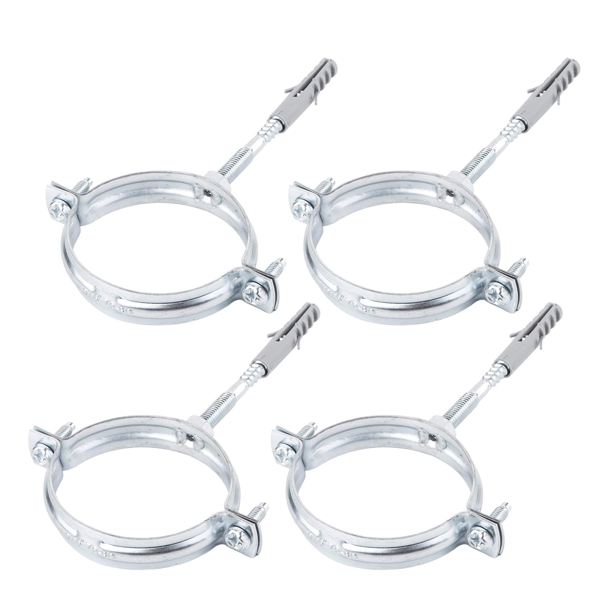 Specialist Pipe Clamp (Pack of 4) Silver Metal Clips for Ø 75-80 mm Pipes