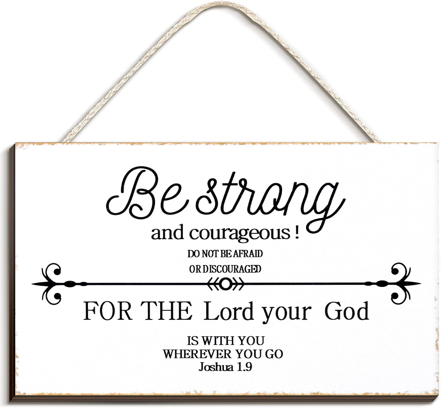 Jetec Bible Verse Sign Farmhouse Style Wall Decor Be Strong and Courageous Bible Verse Art Wood Wall Sign, 9.5 x 5.5 Inch