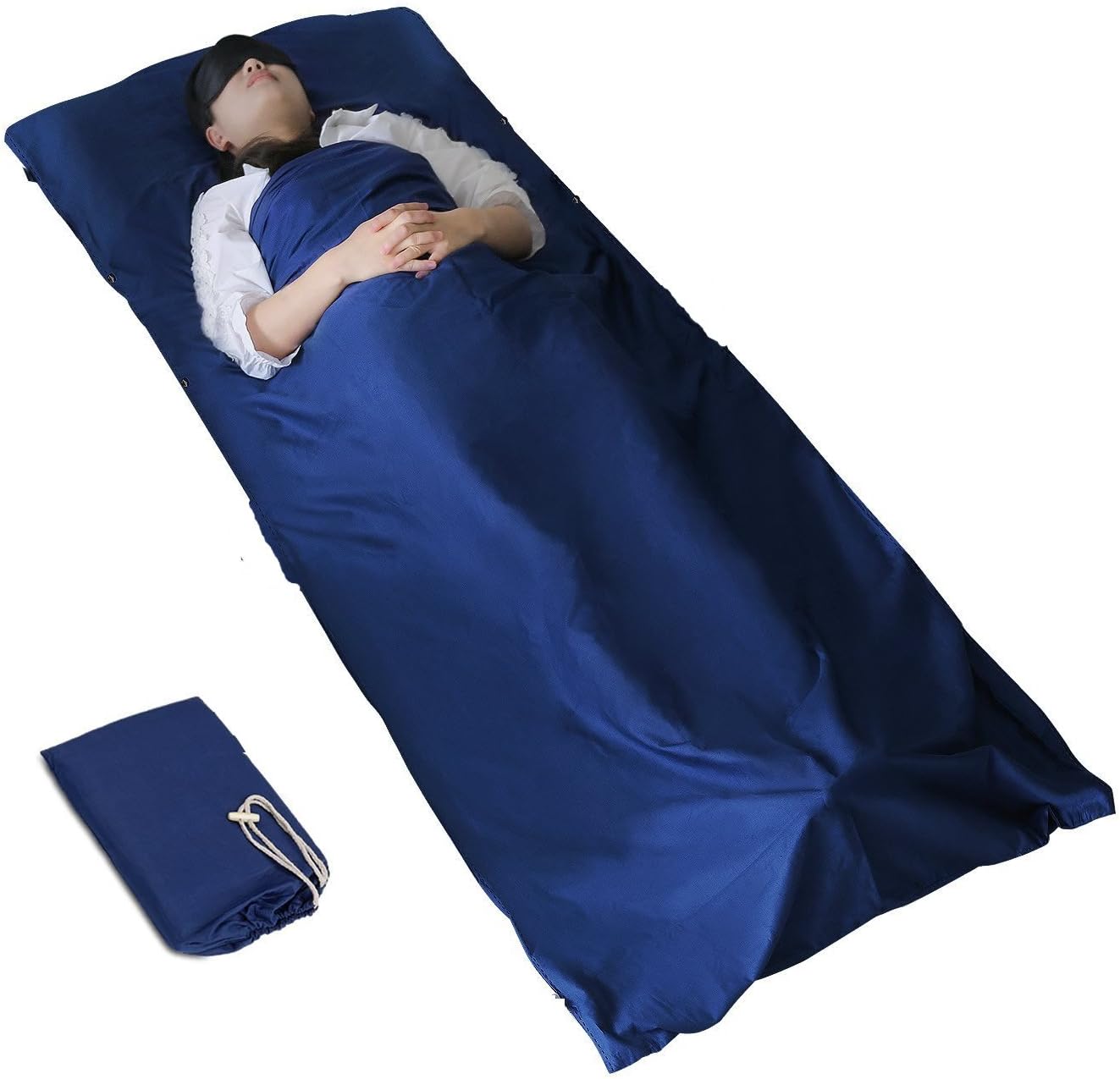 Dfrei Lightweight Sleeping Bag with Pillow case For Camping Hiking, Travel- hotel in Summer Land (Navy, 210x75)