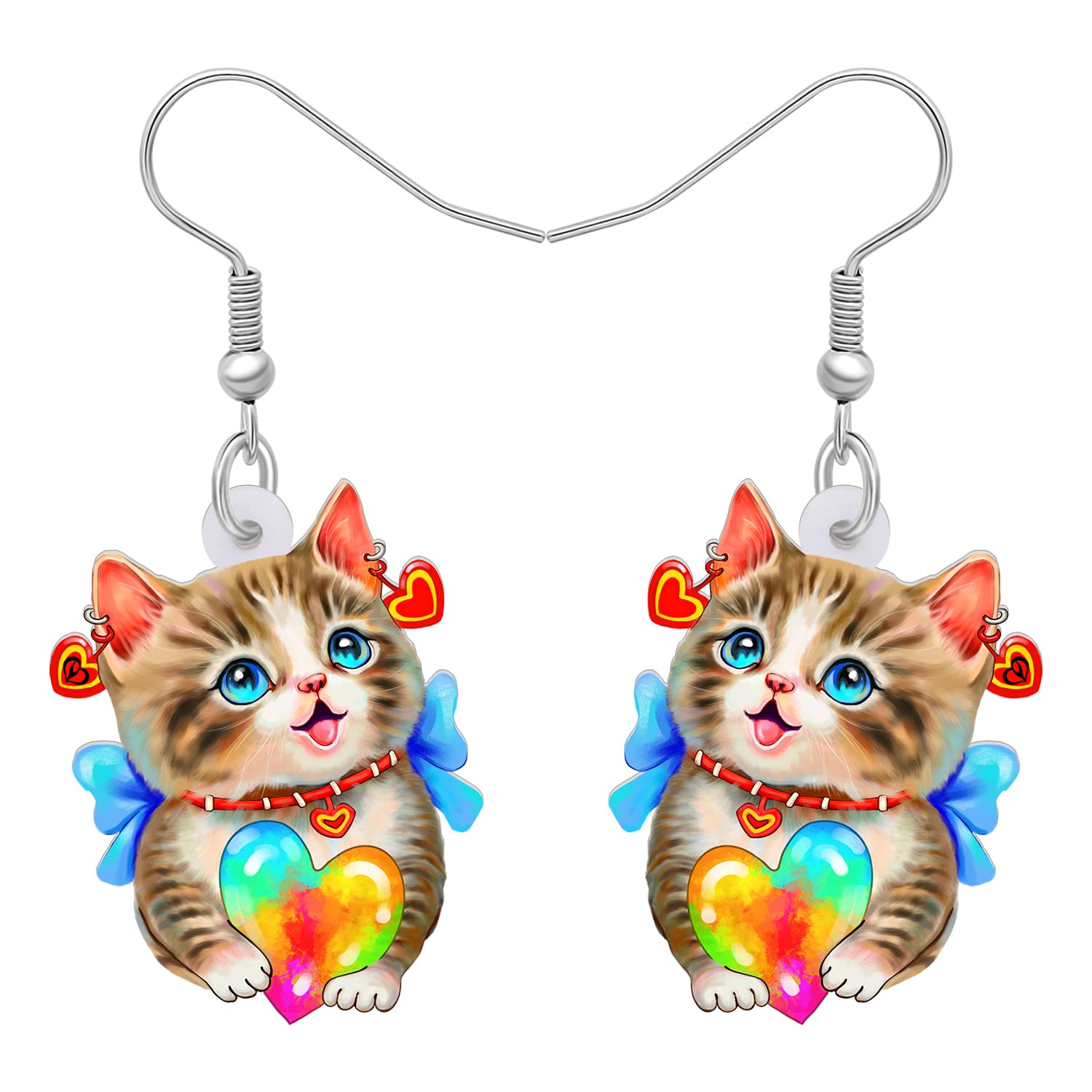 RAIDIN Acrylic Cute Hawaii Dog Cat Fashion Animals Dangle Earrings for Women Girls Animal Jewellery Gifts for Holiday Charms Decorations (Multi)
