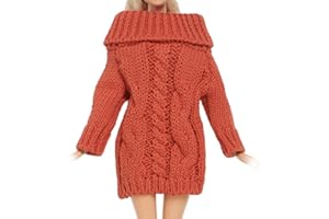 BJDBUS Winter Turtleneck Sweater Clothes for 11.5 inch Girl Doll Accessories (Red Orange)