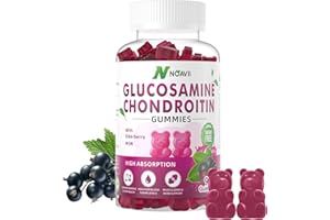 NOAVII Glucosamine Chondroitin Gummies with MSM & Elderberry Extra Strength - Joint Support, Antioxidant Immune Support Supplement for Adults, Men & Women-Elderberry Flavor-90 Count