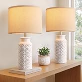 Innqoo 22.6" Modern Ceramic Bedside Lamps Set of 2, Lamps for Bedroom,White | Table Lamps for Living Room, Nightstand Lamps, 