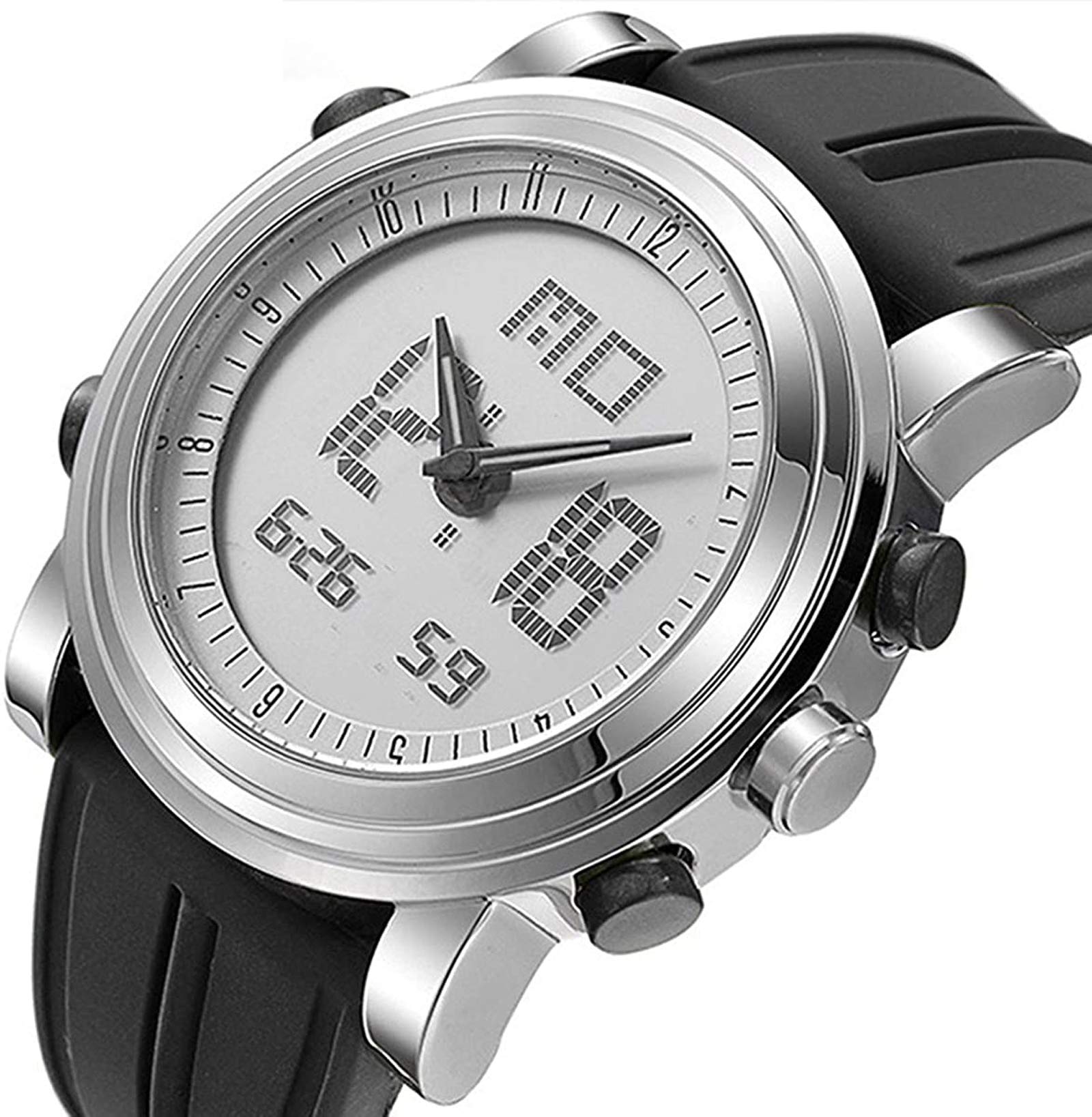 Mua デジタル時計 メンズ 腕時計 デュアルタイム アナデジ表示