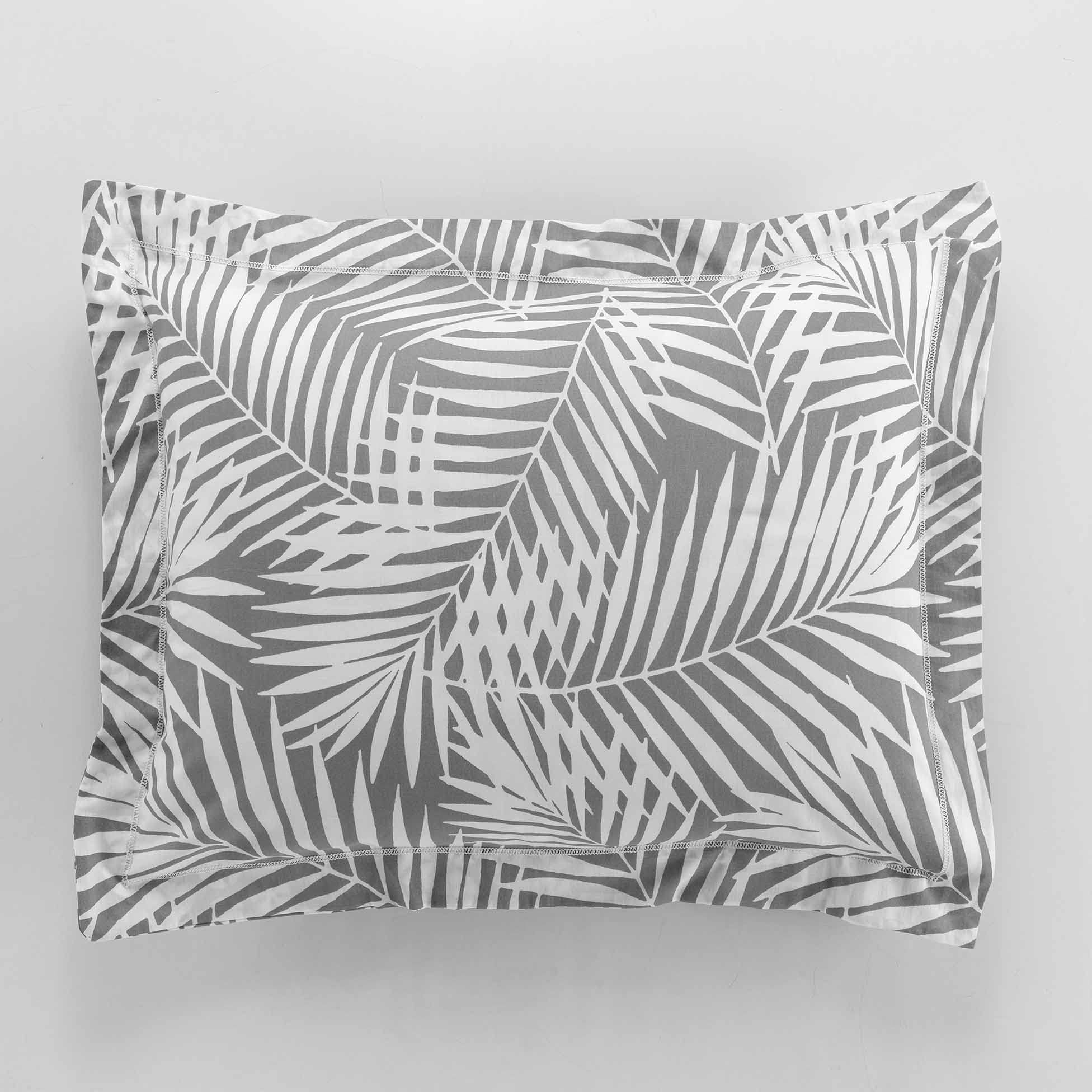 douceur d'intérieur, Botania Grey Flat Ruffle Pillowcase (50 x 70 cm) 100% Cotton — image 1