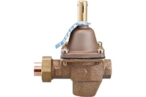 Watts SB1156F Bronze High Capacity Water Feed Regulator, 1/2 Inch, Union Solder Inlet Connection, With Purge Lever and Stainless Steel Strainer, Tight Seating Check Valve