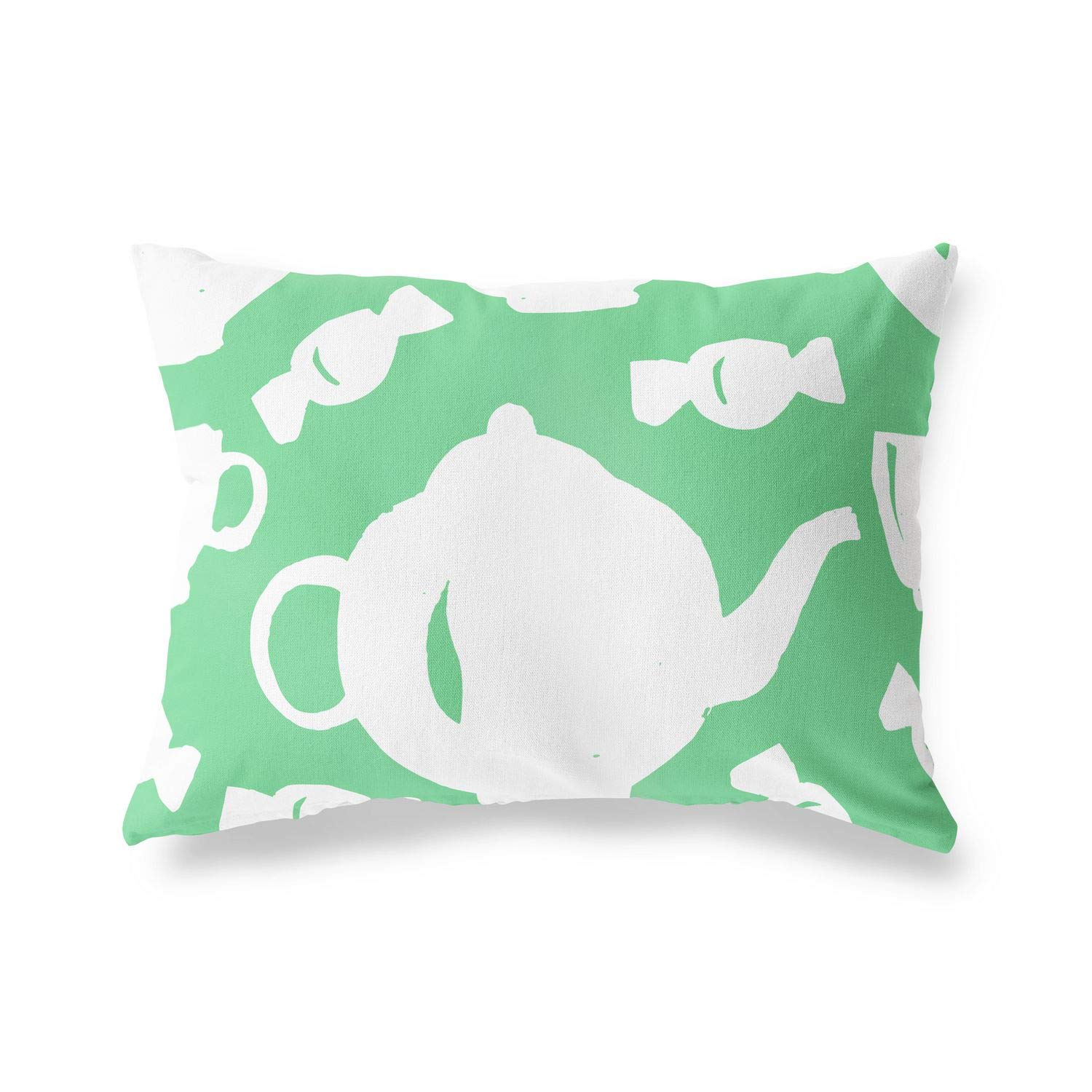 BonaMaison Decorative Cushion Cover, Petrol Green-White Throw Pillow Covers, Home Decorative Pillowcases for Livingroom, Sofa, Bedroom, Size: 45X60 Cm - Designed and Manufactured in Turkey