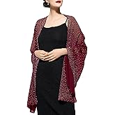 YESSA Womens Rhinestone Shawls and Wraps for Evening Dresses,Sequin Chiffon Shawls and Wraps for Weddings Formal Shawl Scarf
