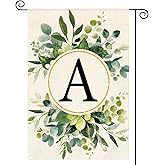 AVOIN colorlife Monogram Letter A Floral Garden Flag 12x18 Inch Double Sided Outside, Family Last Name Initial Yard Outdoor Decoration