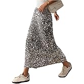 Floerns Women's Y2k Sequin Skirt Stretchy Night Out Party Glitter Long Skirt