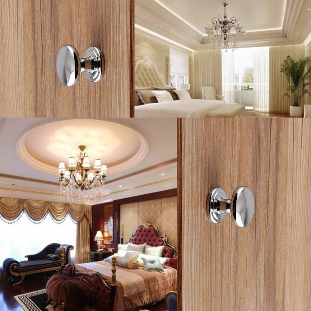 MyArmor 10pcs Satin Polished Zinc Alloy Round Single Hole Door Knobs Closet Pull Handles 24mm Dia. with Screws for Furniture Cabinet Cupboard Wardrobe Door Drawer Shoebox Lockset ect.