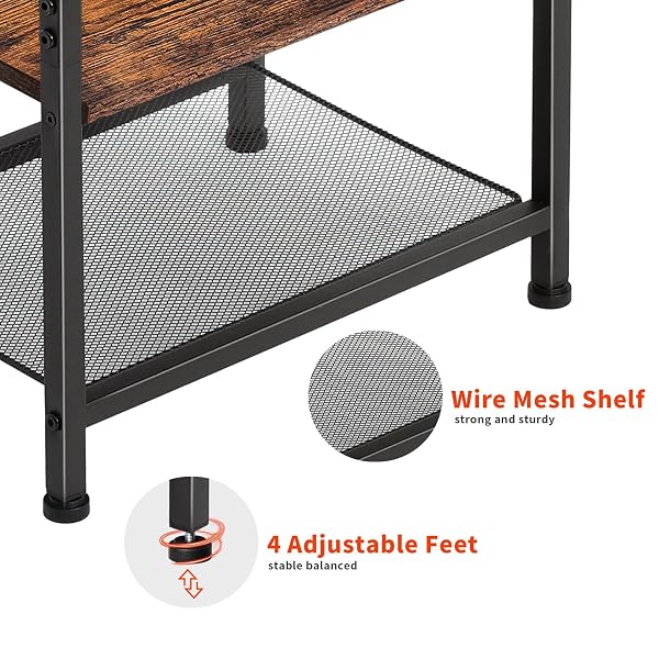 LAKEMID NIGHTSTANDS SET OF 2 WITH CHARGING STATION AND DRAWER, END TABLE BEDSIDE TABLE WITH 20 COLORS LED LIGHT STRIP AND 2 LAYERS SHELF FOR BEDROOM LIVING ROOM SOFA COUCH (BLACK)