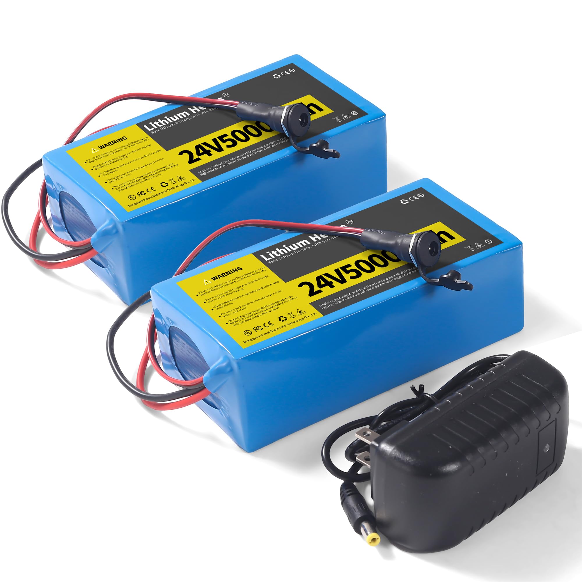 Photo 1 of 2 Pack 24V 5Ah Lithium Battery with 29.4V 1A Charger, 24 Volt Rechargeable Battery for DIY Projects