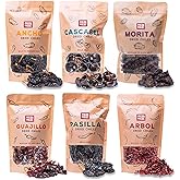 RICO RICO Dried Peppers 6 Pack Bundle - Ancho, Arbol, Guajillo, Pasilla, Chipotle, Cascabel Super Pack of Chiles by RICO RICO