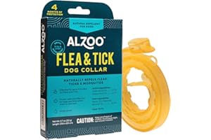 ALZOO Natural Flea & Tick Dog Collar - Helps Repel Fleas, Ticks & Mosquitoes - 100% Plant-Based Active Ingredients - Waterproof - Up to 4 Months Protection - Small-Sized Dogs: 15 lbs & Under - Single